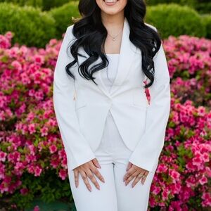 Elegant White Blazer and Pants Set
